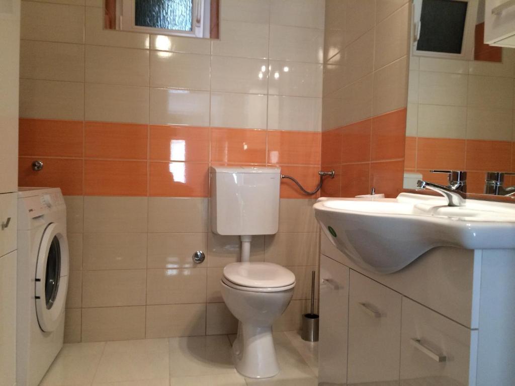 łazienka z toaletą i umywalką w obiekcie House For Holidays Kozul w Ražancu