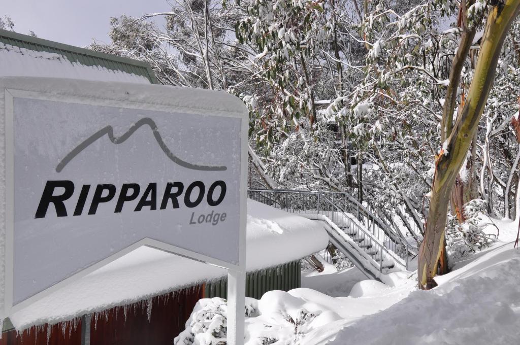 a sign for arapropo in the snow at Ripparoo Lodge in Falls Creek