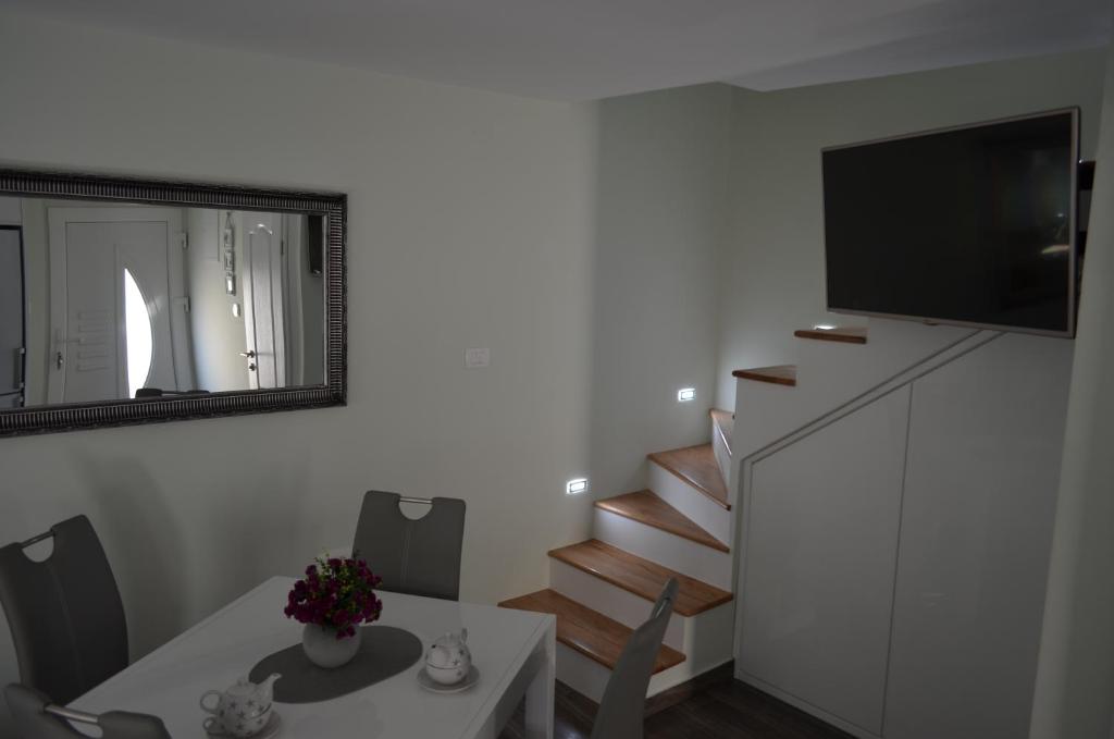 Televízia a/alebo spoločenská miestnosť v ubytovaní Apartment Ana Arbanasi