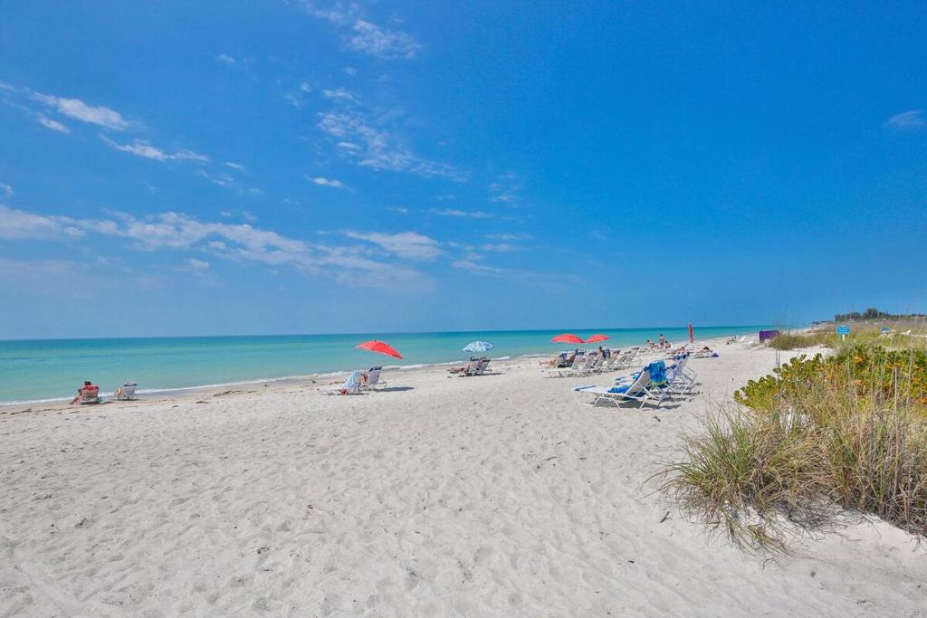 a group of people sitting on a beach with umbrellas at Vitamin Seaside Open August 17th and 18th! in Longboat Key