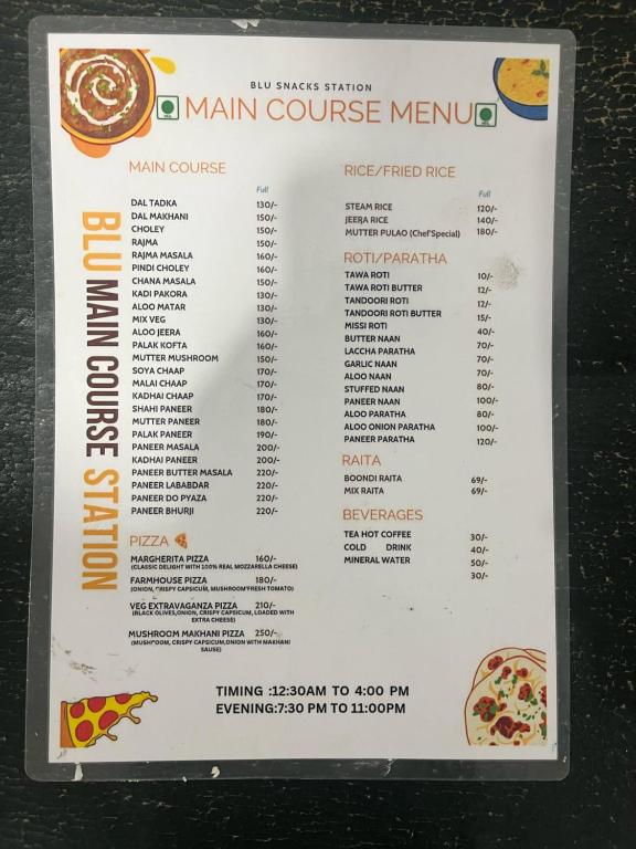 a menu for a main course mexican restaurant at Hotel Lagoon Inn - Malviya Nagar in New Delhi