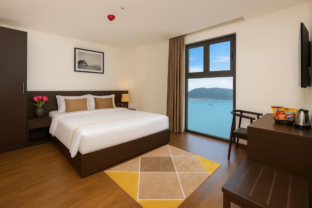 Ένα ή περισσότερα κρεβάτια σε δωμάτιο στο Meriton Hotel Nha Trang