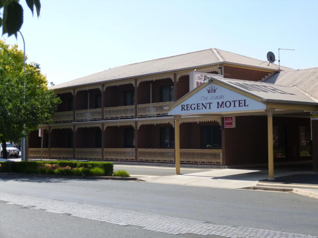 a building with a sign on the front of it at Albury Regent Motel in Albury