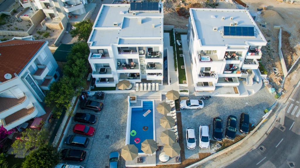 an aerial view of a house with a pool at Residences Bellavista 2 in Novalja