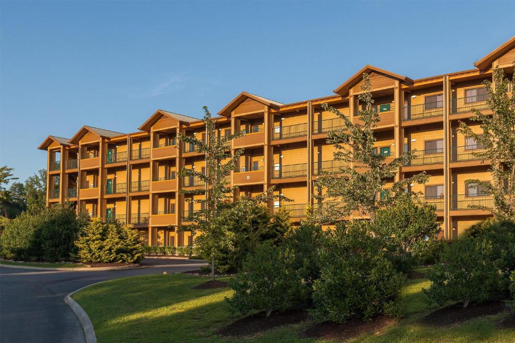 an apartment building with a road in front of it at Hilton Vacation Club MountainLoft Gatlinburg in Gatlinburg