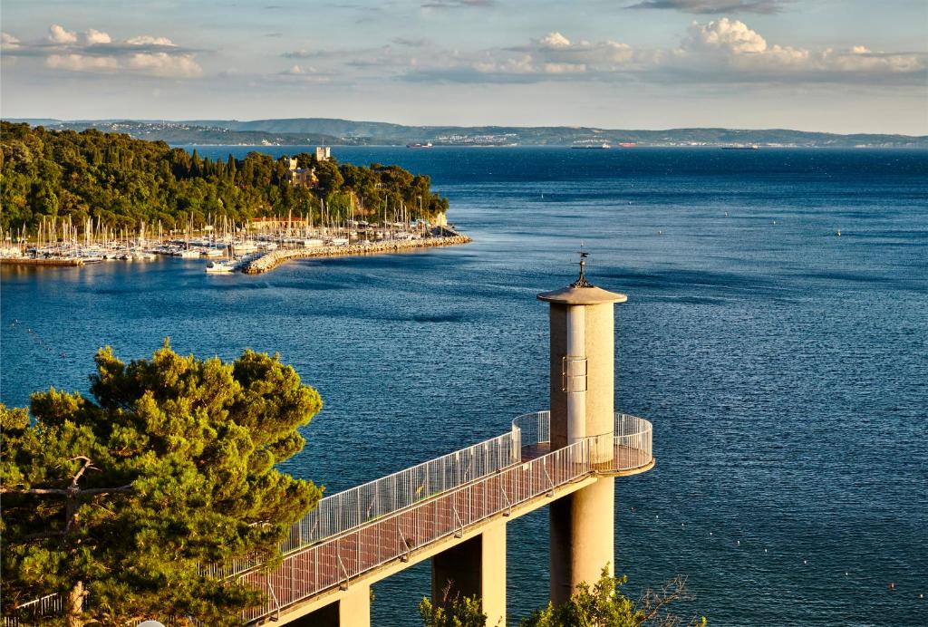 a bridge over a large body of water at Hotel Riviera & Maximilian's in Trieste