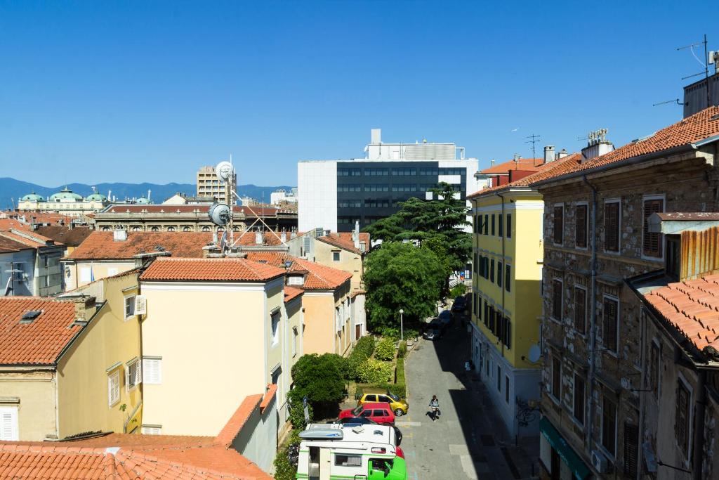an aerial view of a city with buildings at Apartment Mia in Rijeka