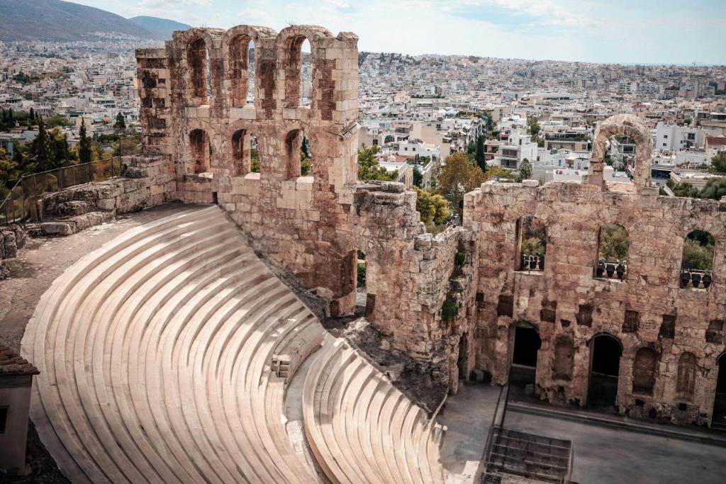 an amphitheater in the city of jerusalem at Elegant Two-Bedroom Residence- Athens Cozy Gem - 300Mbps Internet - 10 min to Acropolis by subway in Athens
