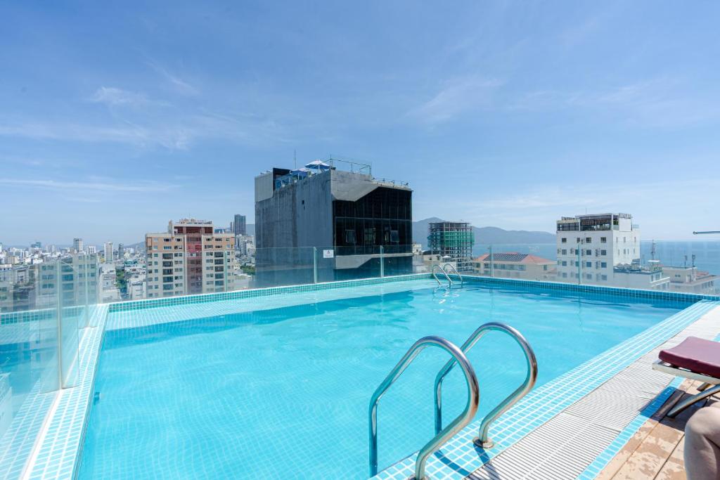 a large swimming pool on top of a building at Terra boutique hotel in Da Nang