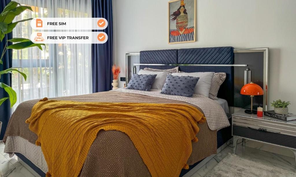 Postel nebo postele na pokoji v ubytování Qoople Elite 4 Elize apartments Premium location near Kleopatra
