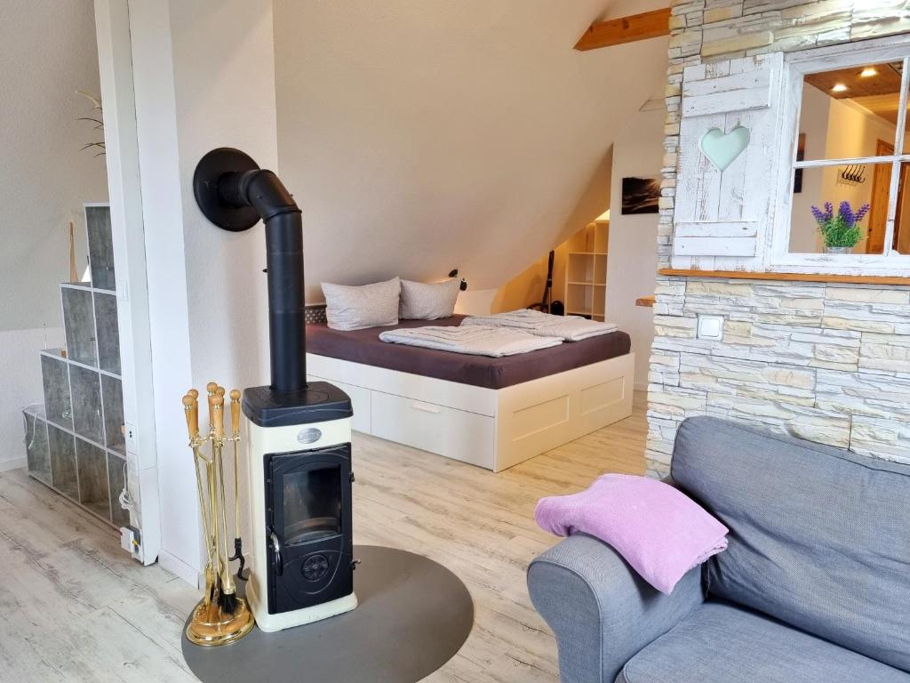 Et opholdsområde på Ferienwohnung Ackerblick auf Ferienhof in Schwartbuck