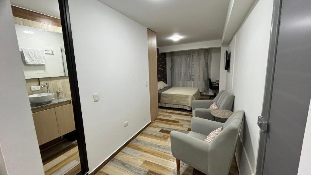 Χώρος καθιστικού στο Exelente Aparta-Estudio