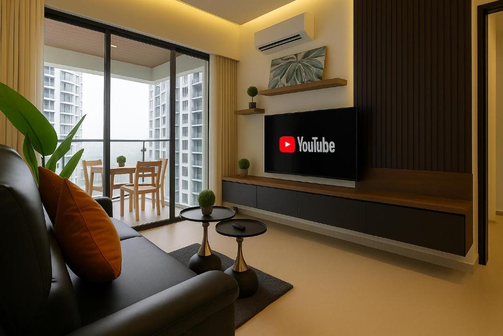 TV a/nebo společenská místnost v ubytování Baypoint Beachfront 2BR Family Retreat Balcony by Our Stay