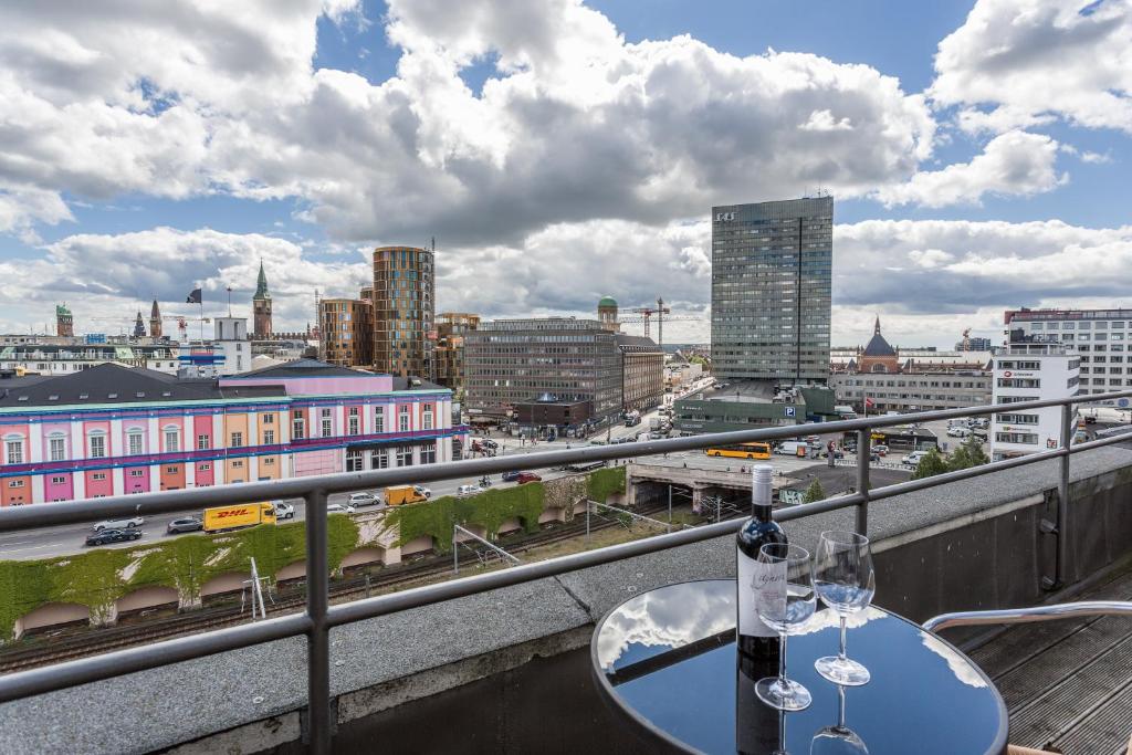 Uma vista geral de Copenhaga ou a vista da cidade a partir do hotel