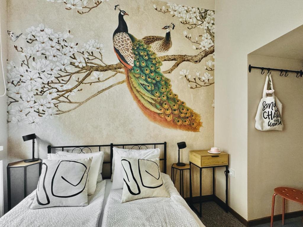 Ένα ή περισσότερα κρεβάτια σε δωμάτιο στο GREEN APARTMENTS #Nowy Square, Kazimierz district