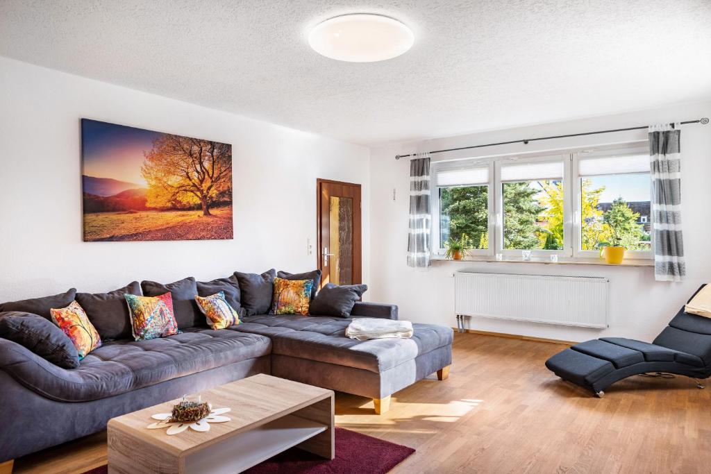 Posezení v ubytování Ferienhaus am Wald