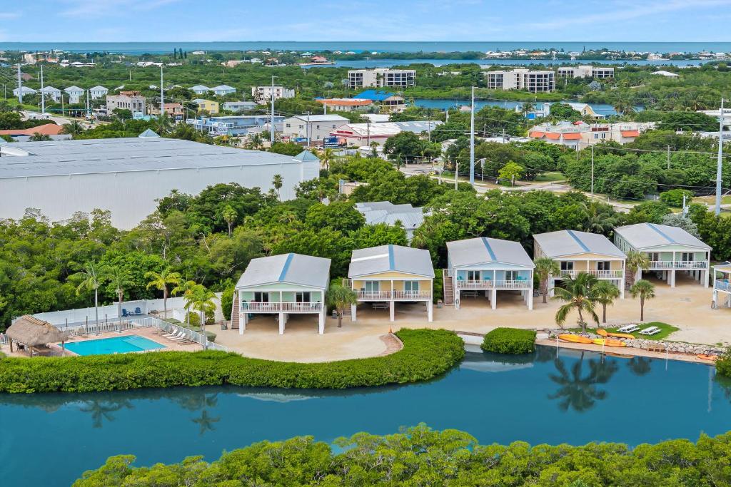 an aerial view of a resort with a body of water at Navigate Stays Florida Keys Home with Private Dock in Crawl Key Number Two