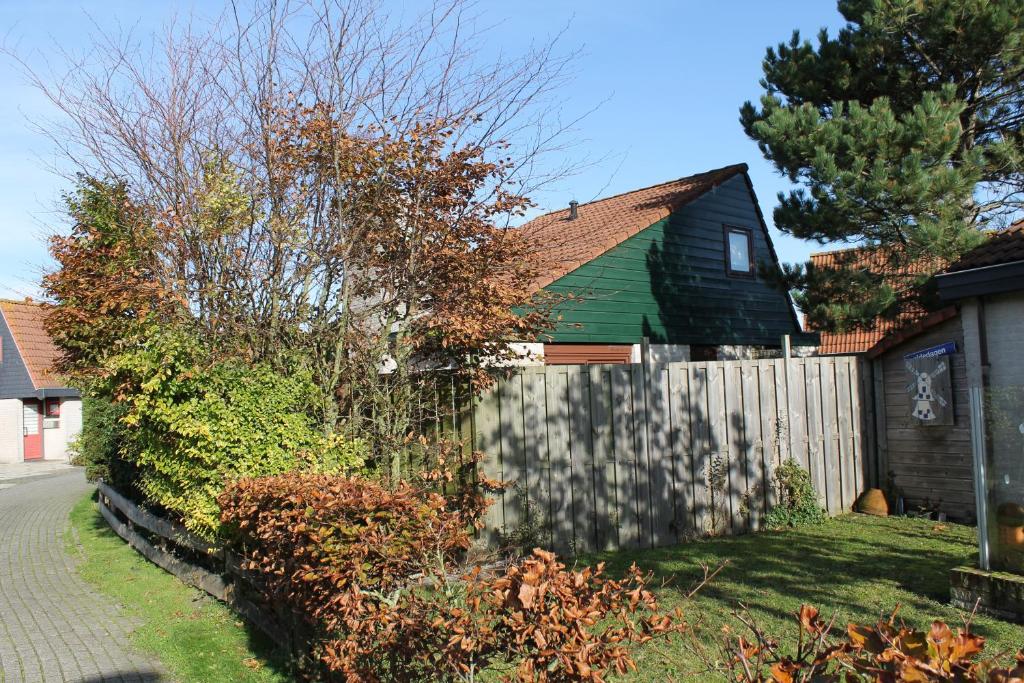 une serre derrière une clôture dans une cour dans l'établissement Het Coraaltje, à Julianadorp