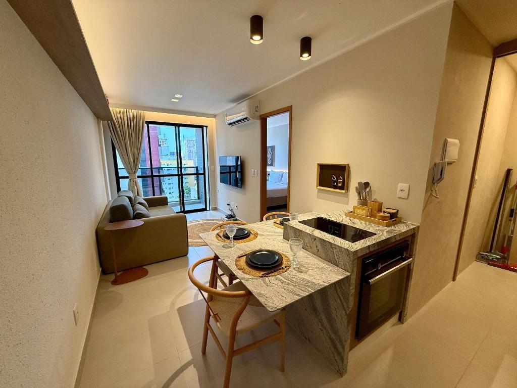 Η κουζίνα ή μικρή κουζίνα στο Studio Design 3 Apt 913 -Mandi Hospitalidade