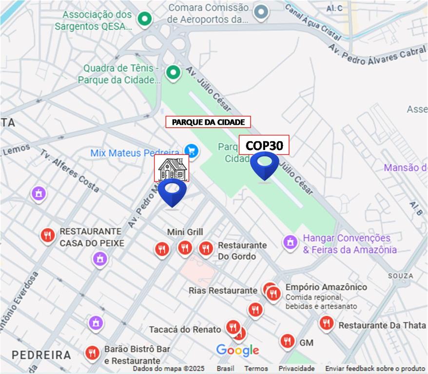 a map of the city of paris with attractions at Próximo ao Hangar - COP30 in Belém