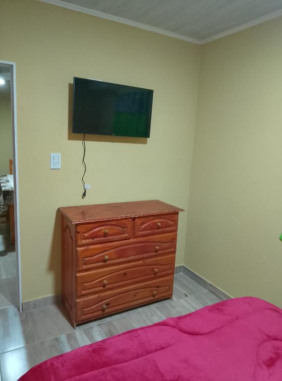 フェデラシオンにあるValentinaのベッドルーム1室(ドレッサー、壁掛け式薄型テレビ付)