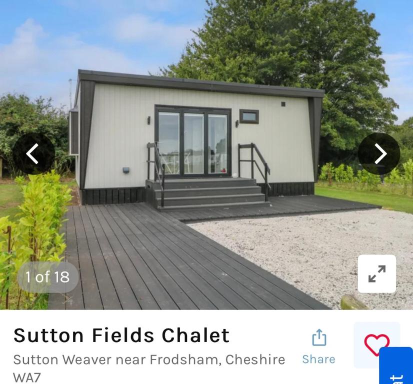 a tiny house is shown with two arrows at Sutton Fields Chalet in Preston on the Hill