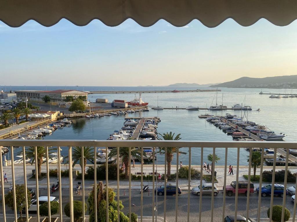 a view of a marina with boats in the water at SEAVIEW KAVALA PORT in Kavála