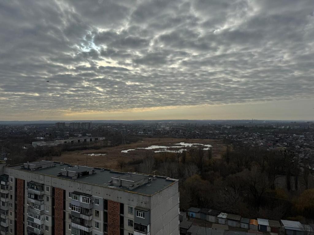 a view of a city from the top of a building at Kachanivska apartments in Kharkiv