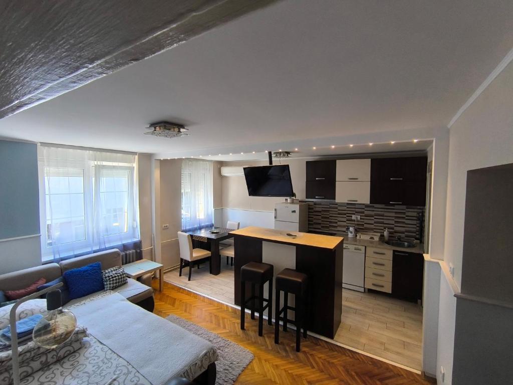 Η κουζίνα ή μικρή κουζίνα στο Central apartment with garage