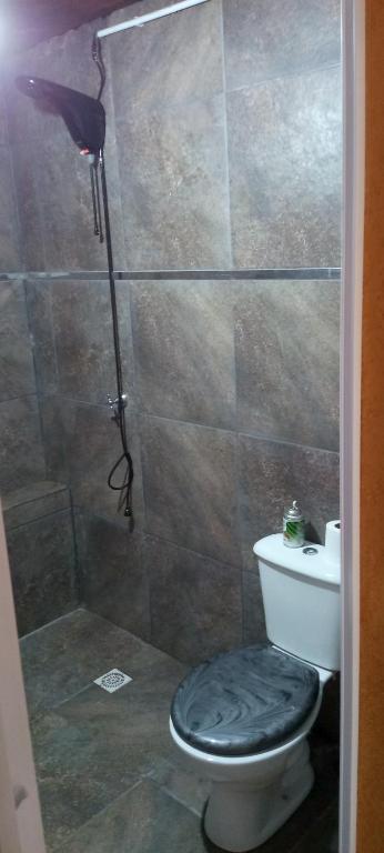 a bathroom with a shower with a toilet at Depto alem in Leandro N. Alem
