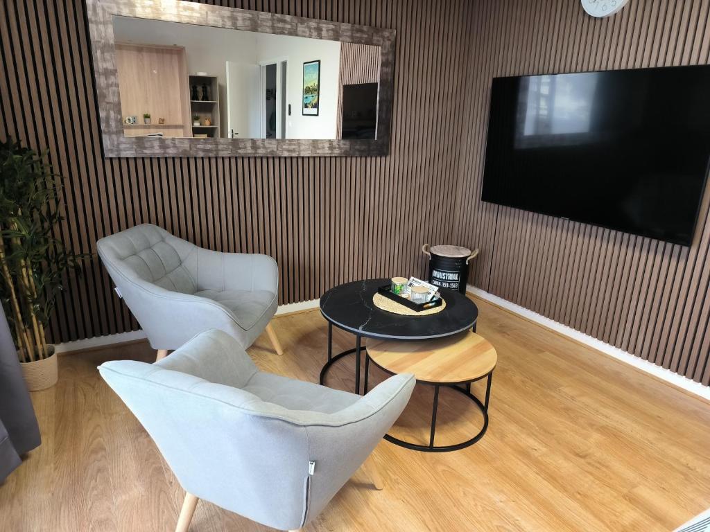 TV a/nebo společenská místnost v ubytování Appartement cosy rénové, Angers centre