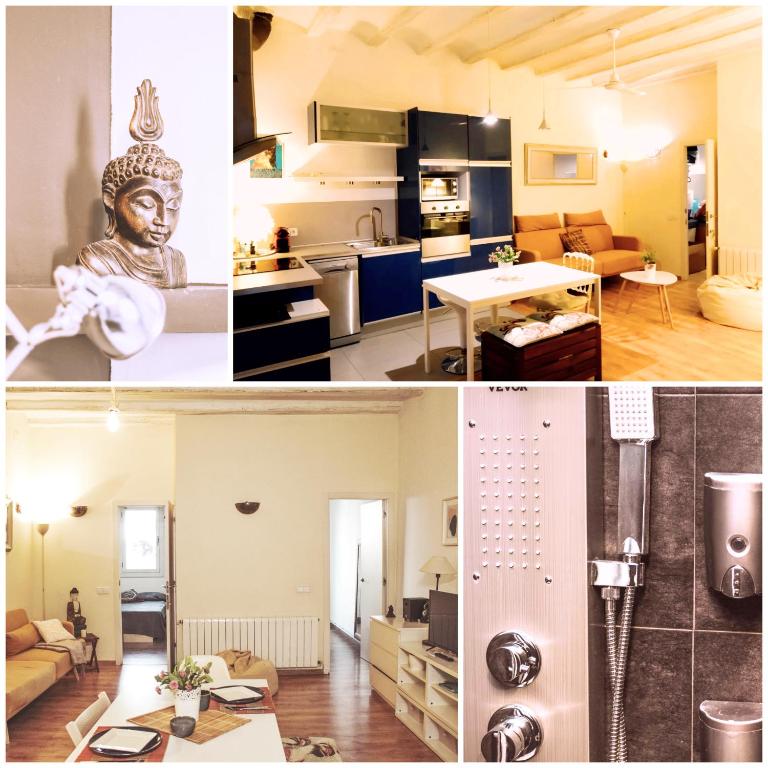 a collage of pictures of a kitchen and a living room at MODERN FLAT POBLE NOU in Barcelona