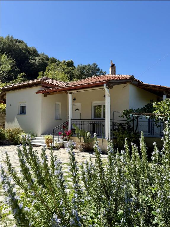 a house with a garden in front of it at Villa Lazaros in Aidoniá