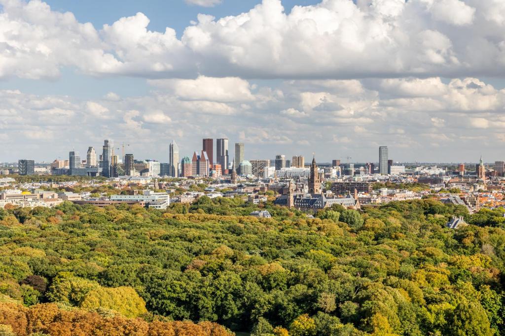 vistas a una ciudad con árboles y edificios en BizStay Toren van Oud, en La Haya