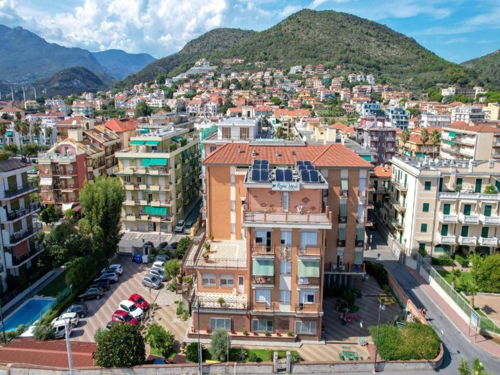 an aerial view of a city with buildings at Albergo Regina Mundi in Pietra Ligure
