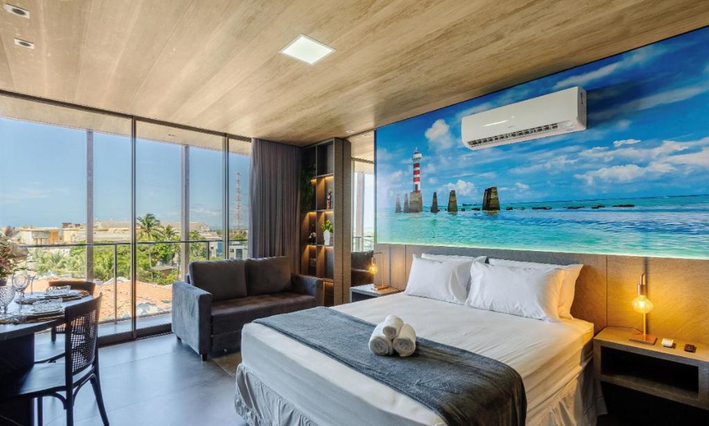 Katil atau katil-katil dalam bilik di Maceió - Pajuçara - New Time Apt 518