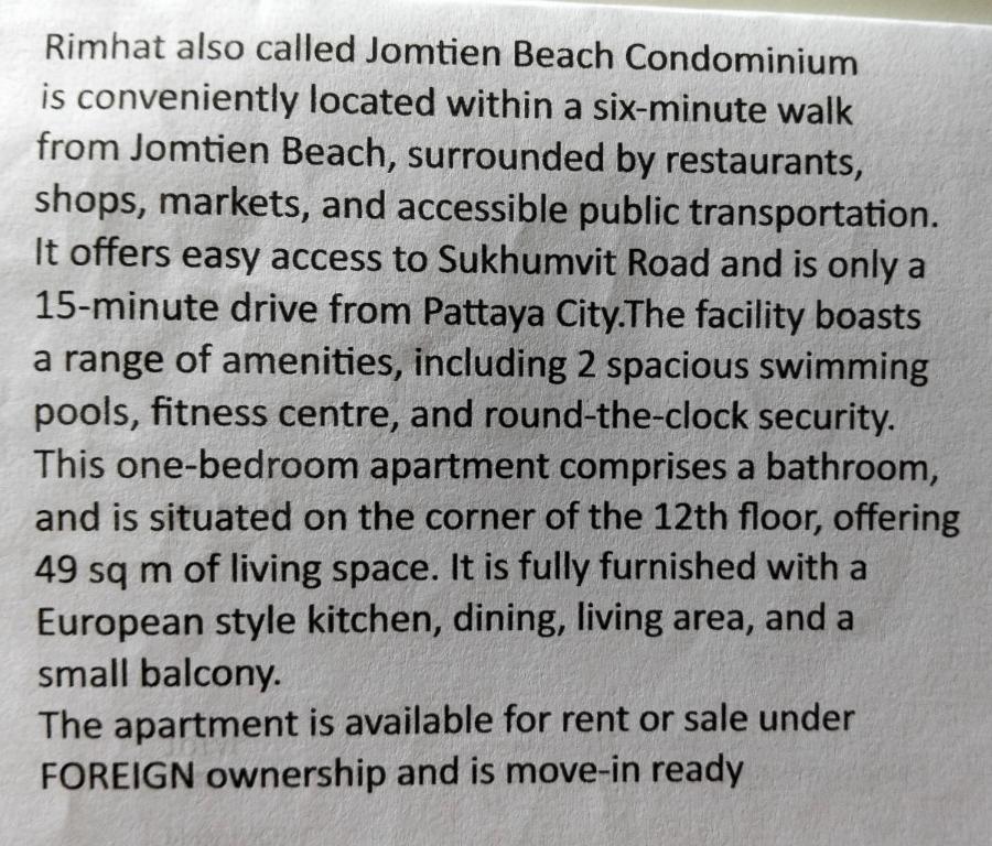 Billede fra billedgalleriet på Jomtien Beach Condominium resort minimum stay 29 nights i Jomtien Beach