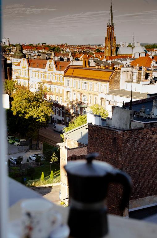 a view of a city from the top of a building at Art View 9 - Panorama Bytomia, Klimatyczny apartament dla dwojga, King size bed, parking in Bytom