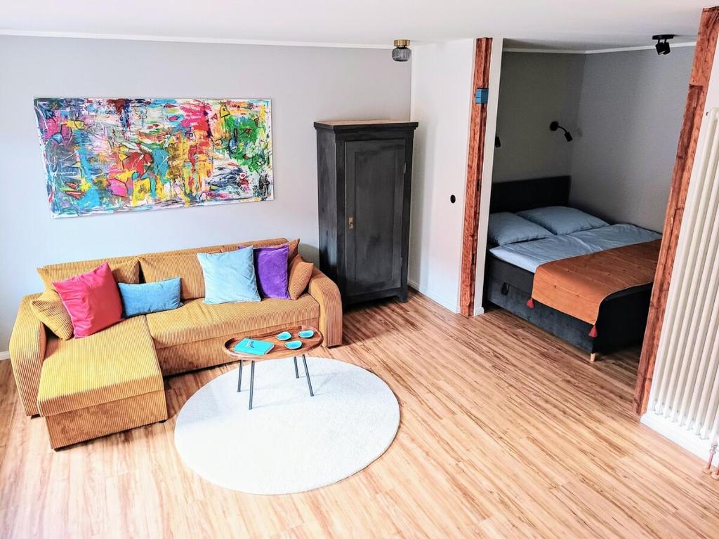 Ένα ή περισσότερα κρεβάτια σε δωμάτιο στο Studio-Apartment in Eisenberg, Thüringen
