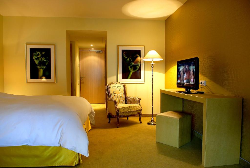 TV a/nebo společenská místnost v ubytování Hôtel à la Ferme