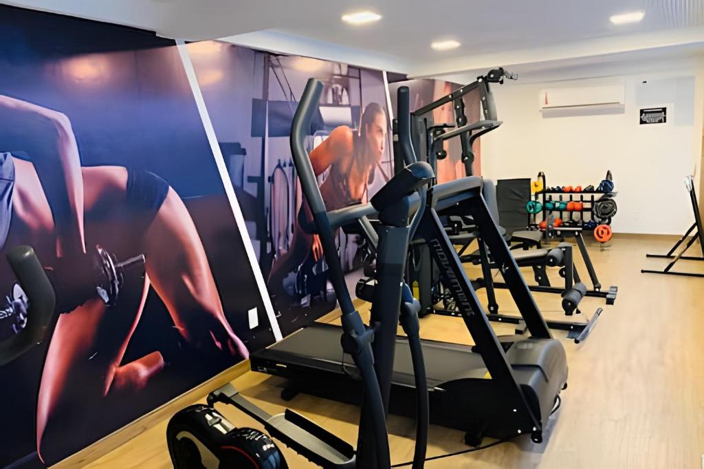 Fitness centrum a/nebo fitness zařízení v ubytování Gold Flat com Café by Apartamentos Jampa