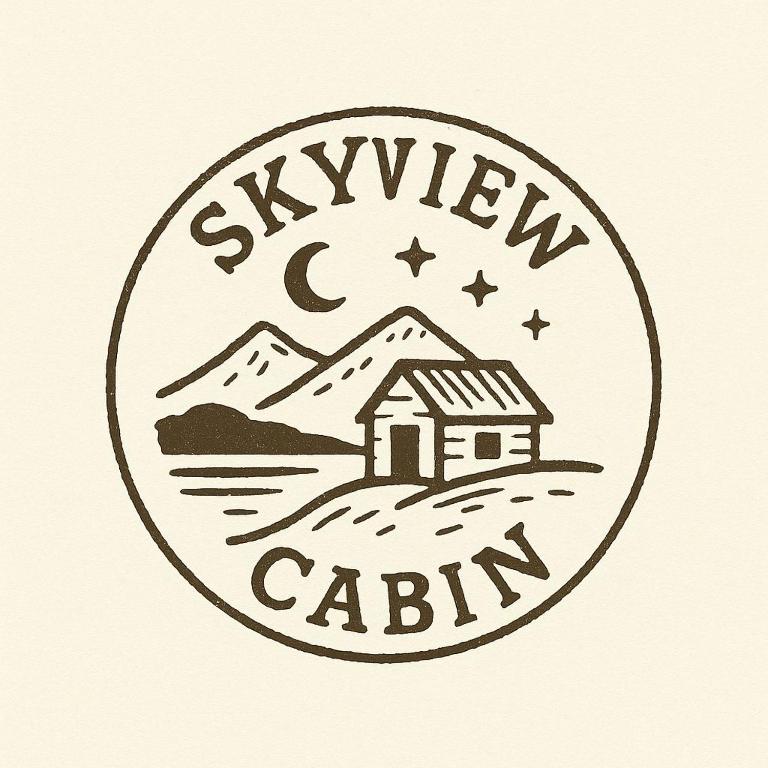 a drawing of a cabin in a circle with the words staycationcation at Sky View Cabin in Ardaghy