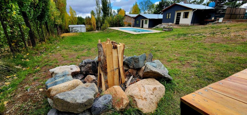 a pile of rocks sitting next to a pile of rocks at Cabañas Pie del Plata in Mendoza