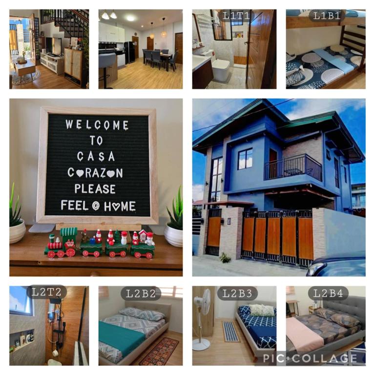 a collage of different pictures of a house at CASA CORAZON Spacious 4BR House Near Tagaytay for Wedding Prep Family Gatherings Reunions and Celebrations Pet Friendly and PWD Accessible in Dagatan