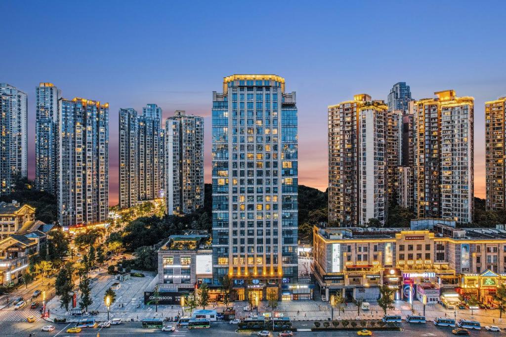 Nespecifikovaný výhled na destinaci Čchung-čching nebo výhled na město při pohledu z hotelu