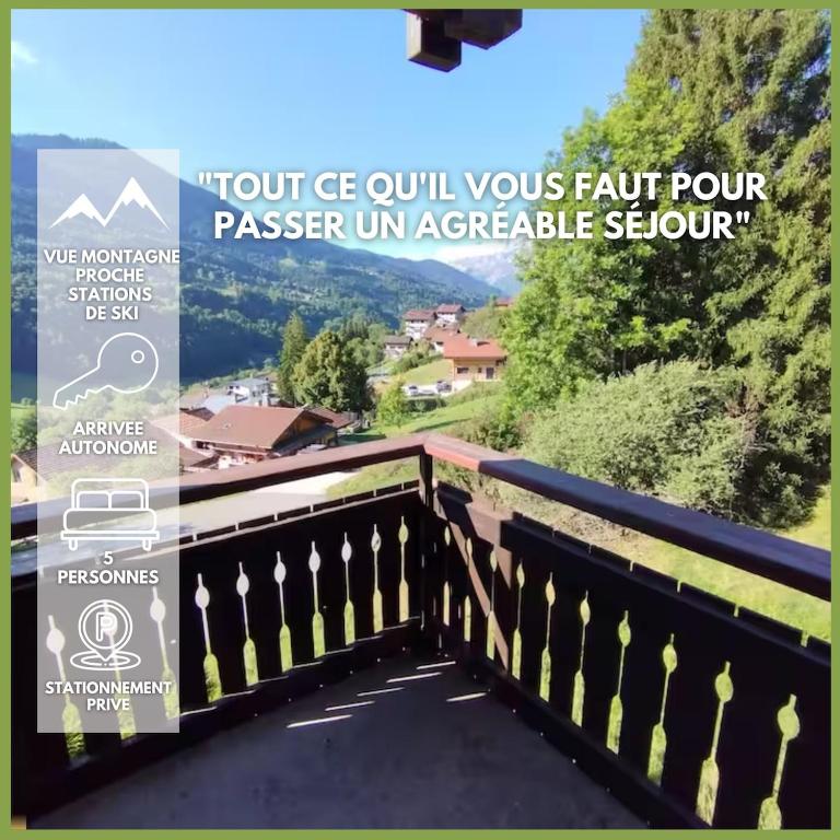 a sign on a bridge with a view at Les Chrysalis - Nature, Lac, Montagnes & Ski 10'min in Les Villards-sur-Thônes