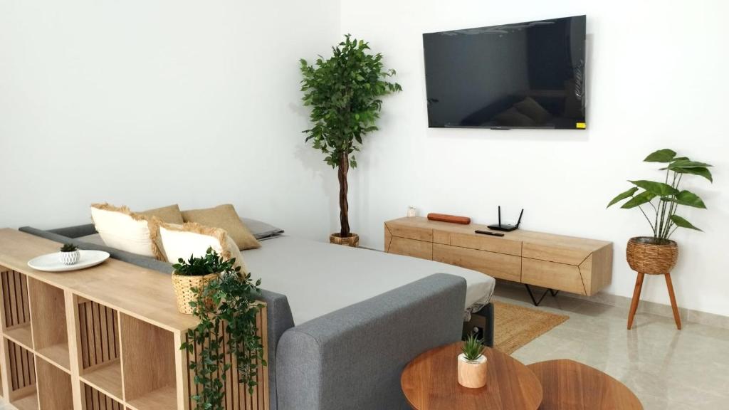 a living room with a bed and a couch at Sal Casa VILLAGE in Santa Maria