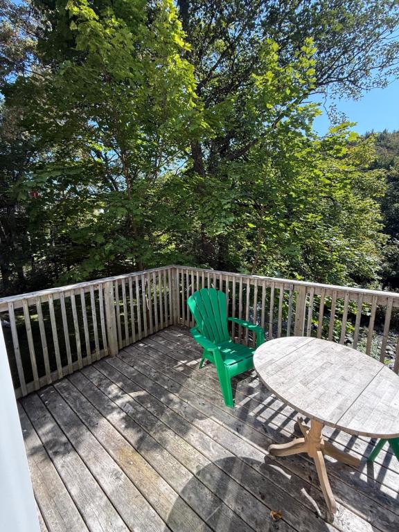 セントジョンズにあるWaterfordbridge Apartments - 1 Bedroom Lowerのデッキ(緑の椅子、テーブル付)