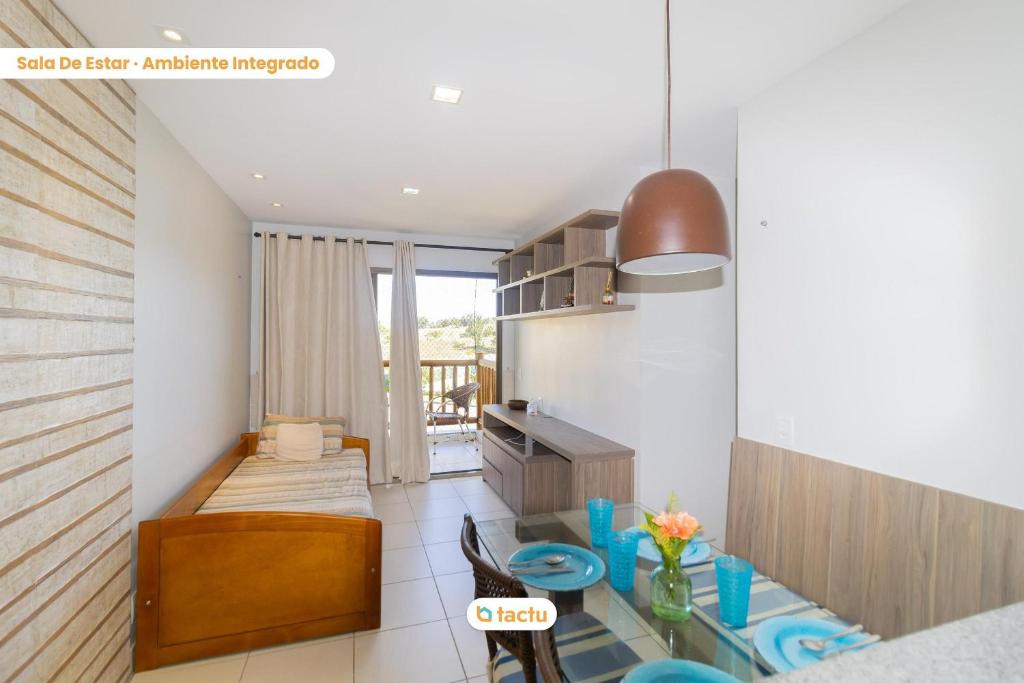Una cama o camas en una habitación de Estudio en VG Sun Cumbuco con Vista y Comodidad