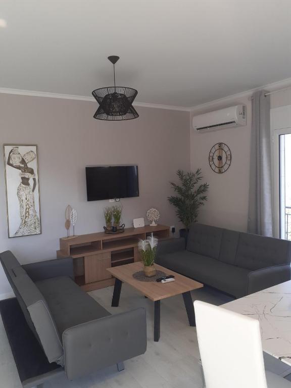 TV a/nebo společenská místnost v ubytování Lakis house